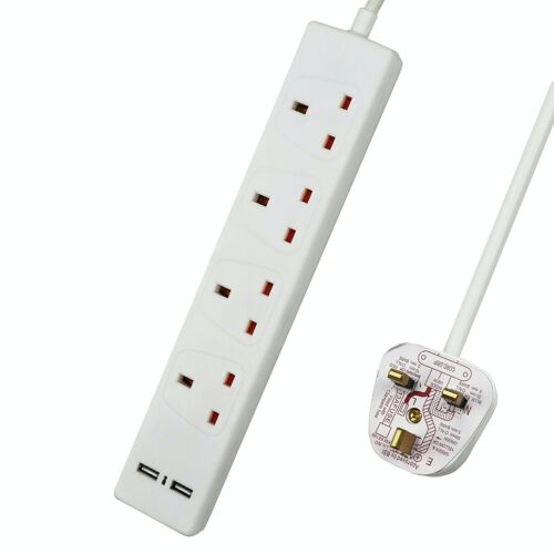 4 Gang Unswitched Extension Lead with 2 USB Ports 1m (KF-ESBU-4A)