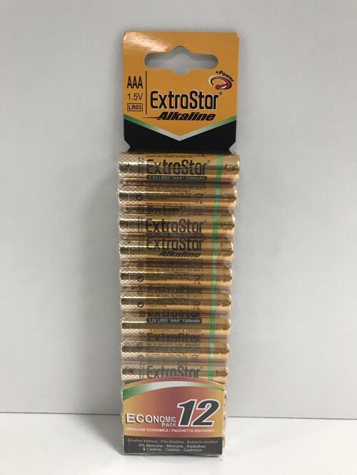 Extrastar AAA Alkalines Batteries 1.5V, 12 pieces