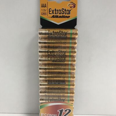 Extrastar AAA Alkalines Batteries 1.5V, 12 pieces