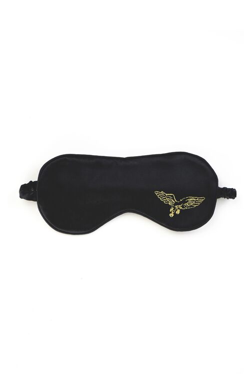 Black Silk Eye Mask with Embroidery