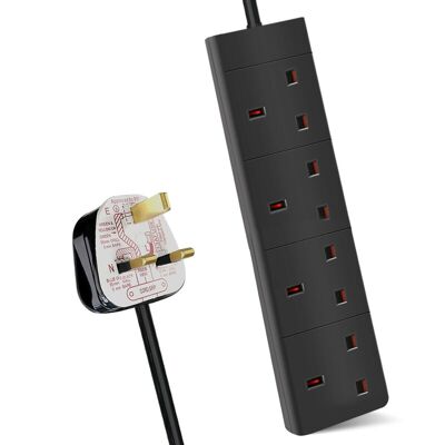 Cable de extensión no conmutado de 4 unidades, 1 m, negro (KF-EB-4EB)