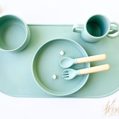 Baby meal set | Silicone baby tableware | Birth gift | Sky blue baby plate