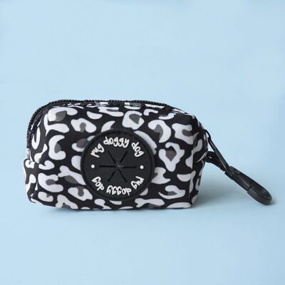 Black and white leopard print poop bag holder
