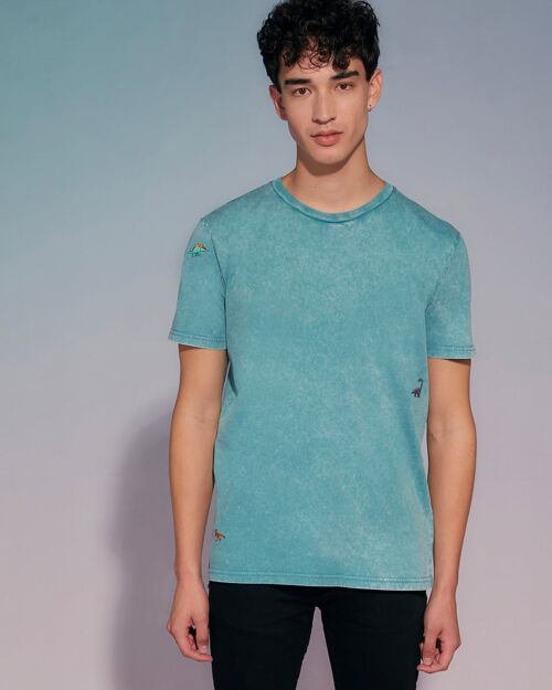 Dino Embroidered T-Shirt Teal