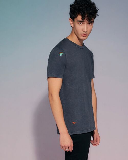 Dino Embroidered T-Shirt Grey