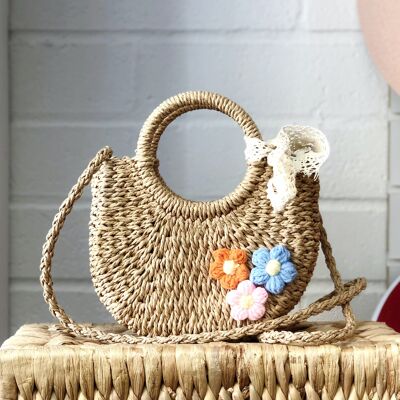 Flower Hand Made crafted Small Cross body hand Bags with long Strap-Flower-S12