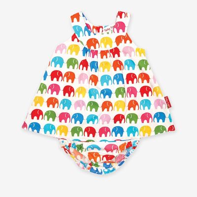 Multi Elephant Print Baby Dress Set