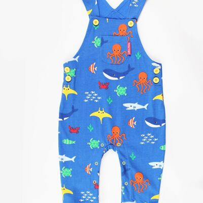 Organic Sealife Print Dungarees