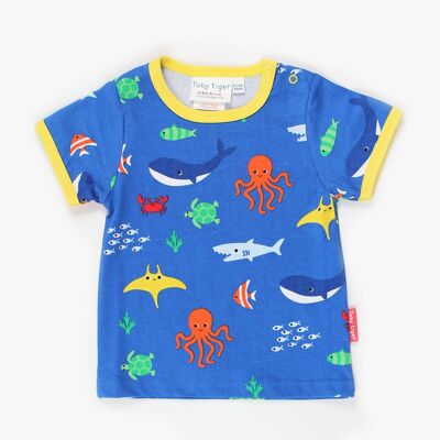 T-shirt con stampa di animali marini organici