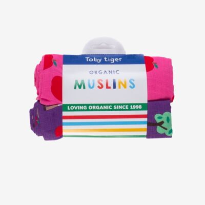 Pack de 2 muselinas orgánicas con estampado de caballos