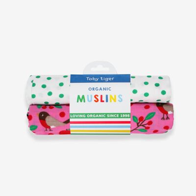 Organic Robin 2-Pack Print Muslins