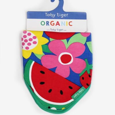 Organic Fruit Flower Print Dribble Bib