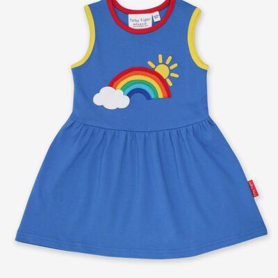 Bio-Sommerkleid mit Regenbogen-Sonne und Wolken-Applikation