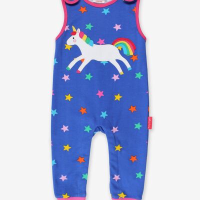 Organic Rainbow Unicorn Applique Slungarees