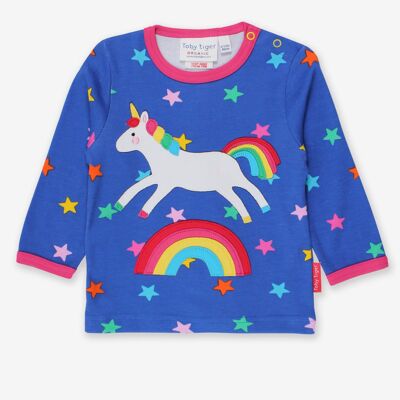 Bio-T-Shirt mit Regenbogen-Einhorn-Applikation