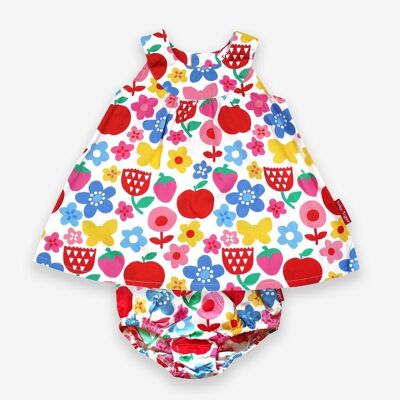 Conjunto de vestido de bebé con estampado de flores de mariposa