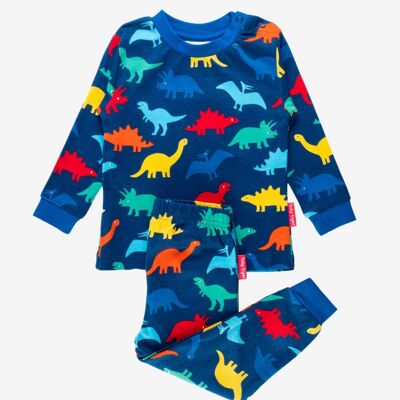 Pijama orgánico con estampado de dinosaurio arcoíris