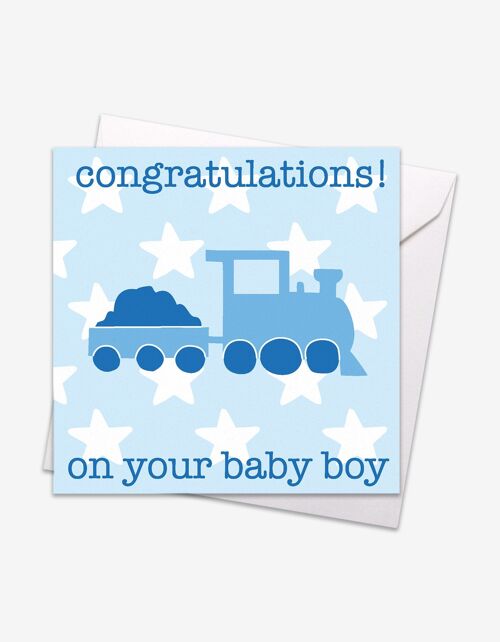 Blue Train Baby Card