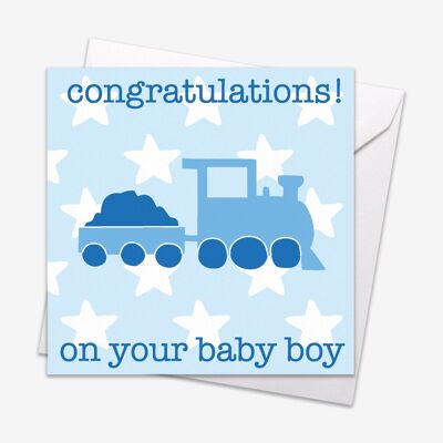 Blue Train Baby Card