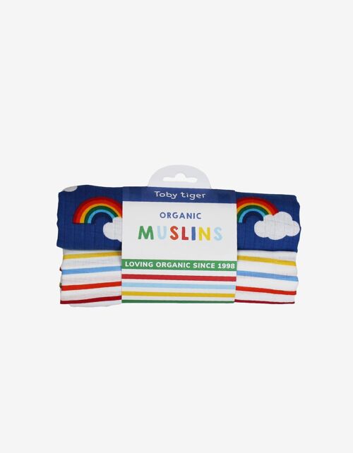 Organic Rainbow & Stripe Muslin 2-Pack