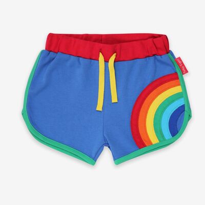 Pantaloncini da corsa organici con applicazioni arcobaleno