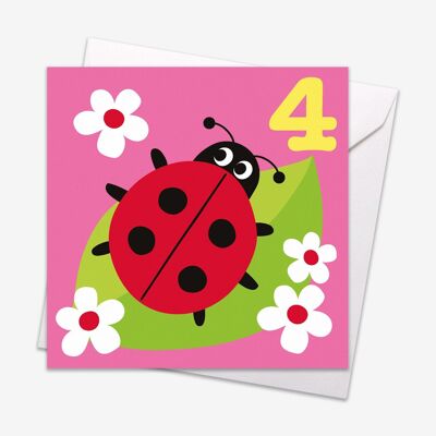 Age 4 Ladybird Birthday Card