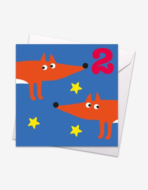 Age 2 Foxes Birthday Card