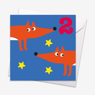 Age 2 Foxes Birthday Card