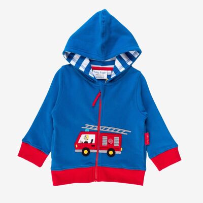 Organic Fire Engine Applique Hoodie (lift-the-flap)