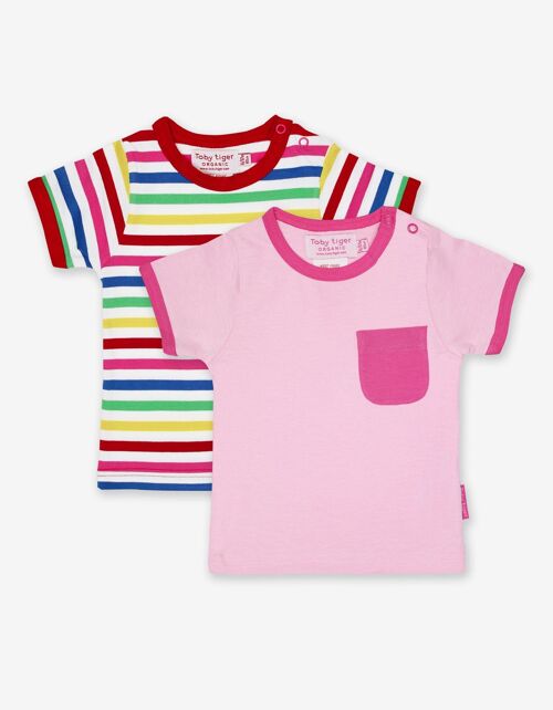 Organic Pink Multi Stripe 2-Pack T-Shirt