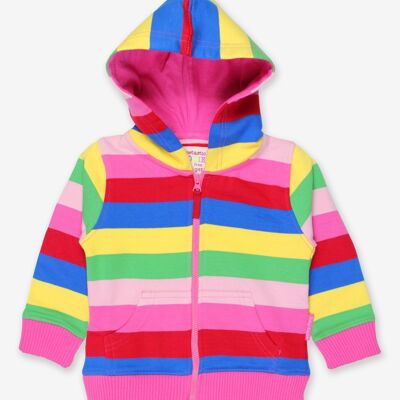 Sudadera rosa orgánica con rayas múltiples