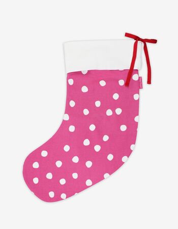 Chaussette de Noël rose à pois bio