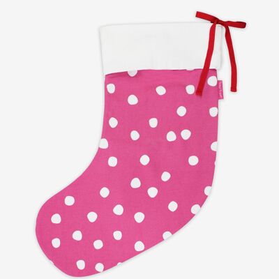 Organic Pink Snow Dot Christmas Stocking
