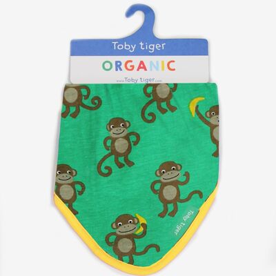Babero orgánico con estampado de monos