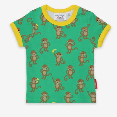 T-shirt con stampa scimmia organica