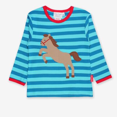 T-shirt applique cavallo che salta organico