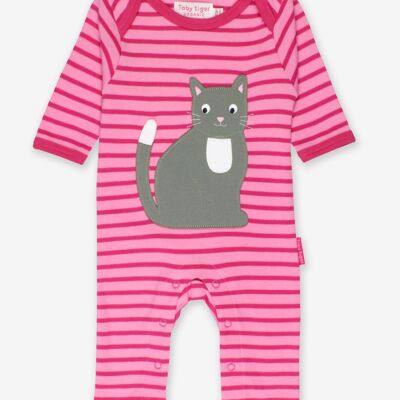 Pijama orgánico con aplicación de gatito