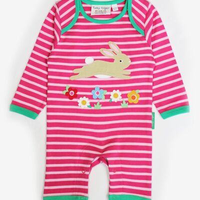 Organic Leaping Bunny Applique Sleepsuit