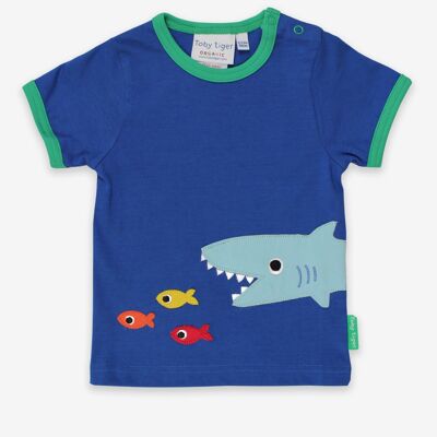 T-shirt con applicazione di squalo organico