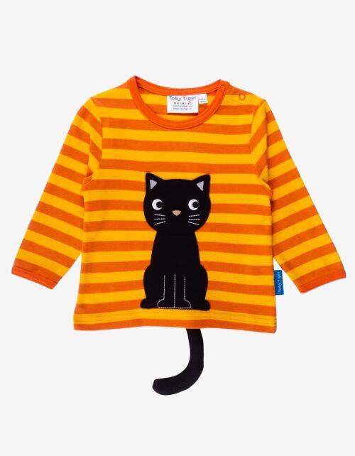 Organic Black Cat Applique T-Shirt (Padded detachable tail)