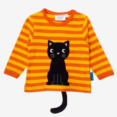 Organic Black Cat Applique T-Shirt (Padded detachable tail)