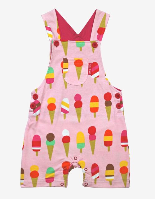 Organic Ice Cream Print Dungaree Shorts