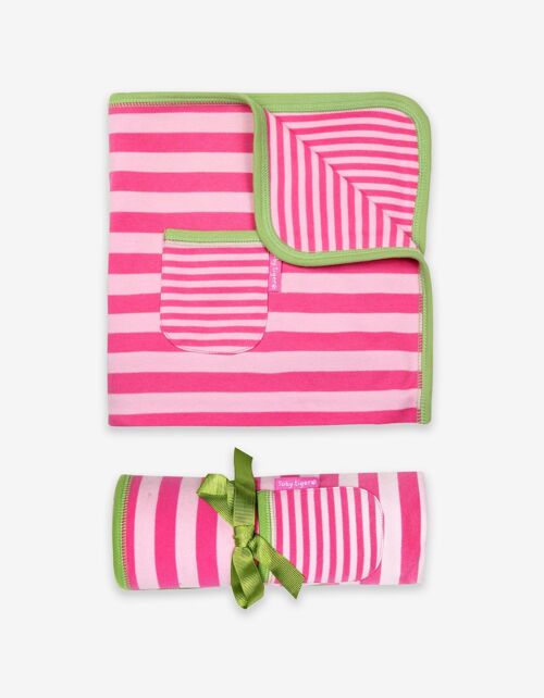 Organic Pink and Green Stripe Blanket