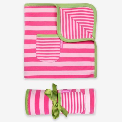 Organic Pink and Green Stripe Blanket