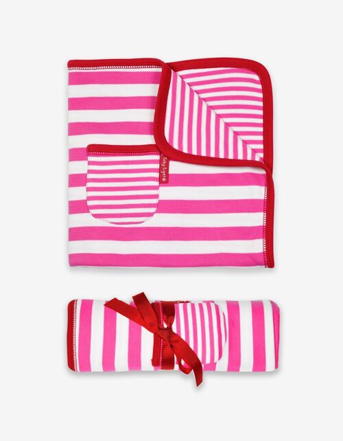 Organic Pink and White Stripe Blanket