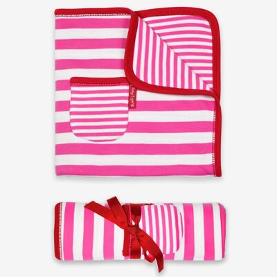 Organic Pink and White Stripe Blanket