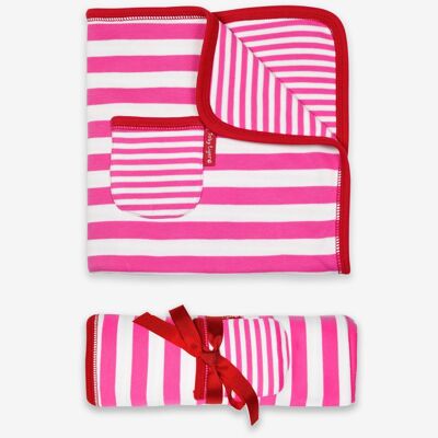 Organic Pink and White Stripe Blanket