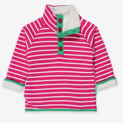 Organic Pink Breton Cosy Fleece Sweatshirt