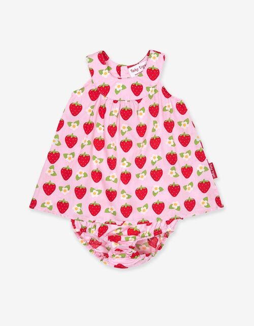 Strawberry Print Baby Dress Set