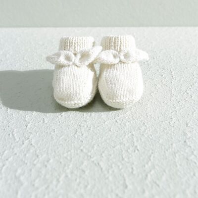 Chaussons pour bébé faits à la main en laine mérinos « LAPIN »